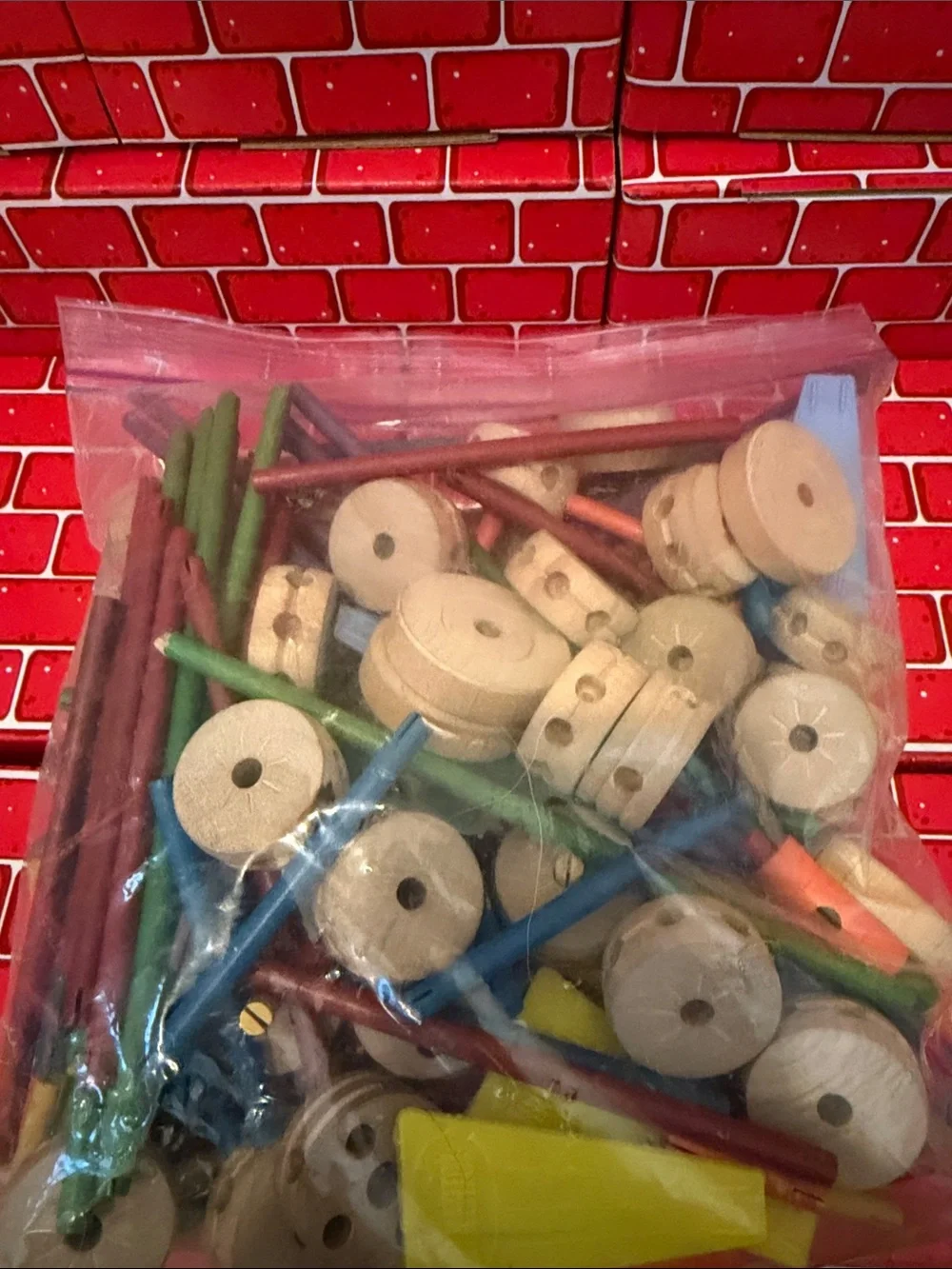 206 Piece Original TinkerToy Retro Wooden Construction Toy Set - Multicolor